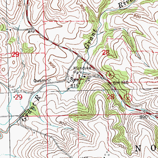 Topographic Map of Klondike Springs, WI