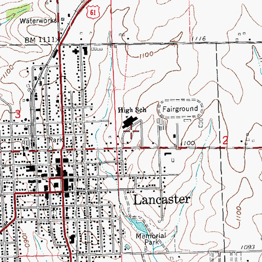 Topographic Map of Lancaster High School, WI