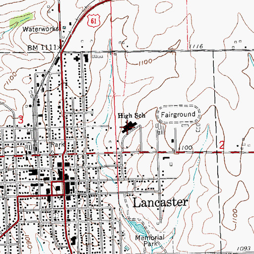 Topographic Map of Lancaster Middle School, WI