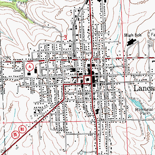 Topographic Map of Lancaster Post Office, WI