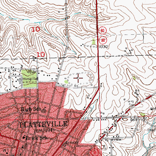 Topographic Map of Legion Park, WI