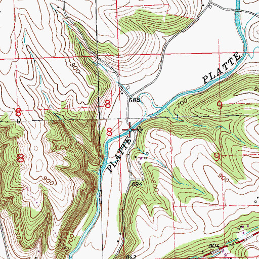 Topographic Map of Platte Road Bridge, WI
