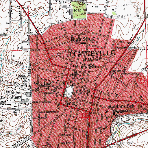Topographic Map of Saint Mary School, WI