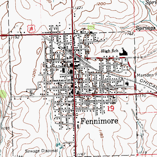 Topographic Map of Saint Marys Catholic Church, WI