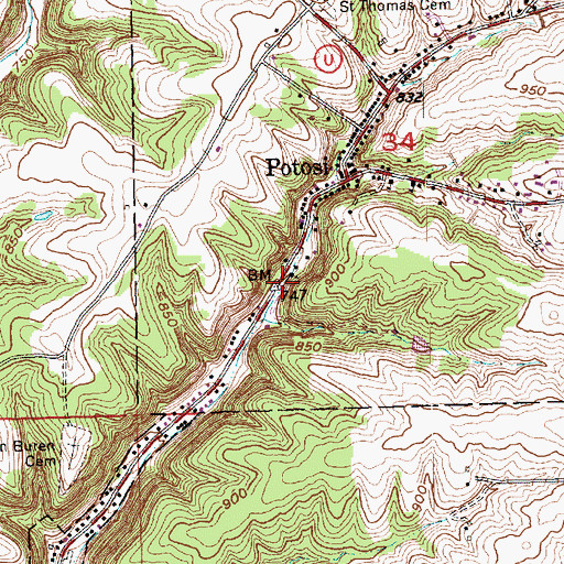 Topographic Map of Saint Mathias Female Seminary (historical), WI