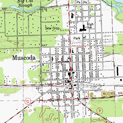 Topographic Map of Saint Peters Lutheran Church, WI