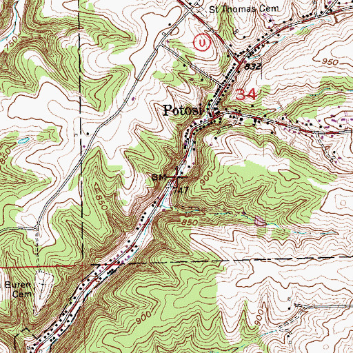 Topographic Map of Saint Thomas Catholic Church, WI