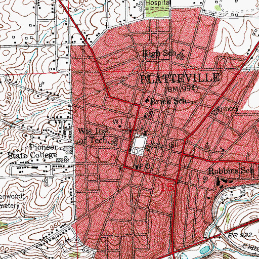 Topographic Map of Trinity Episcopal Church, WI