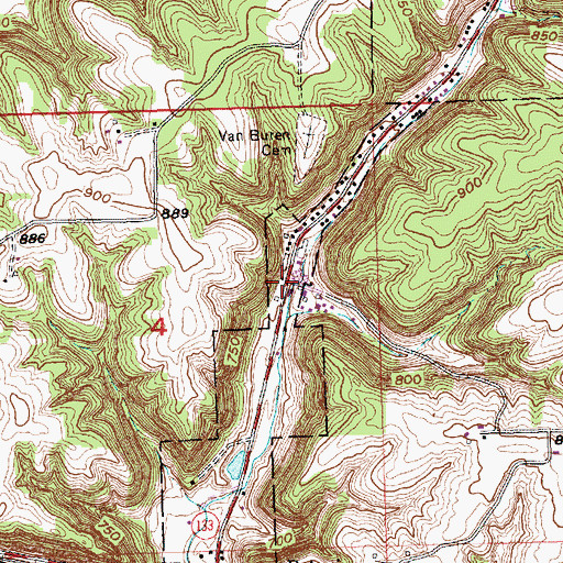Topographic Map of Van Buren, WI