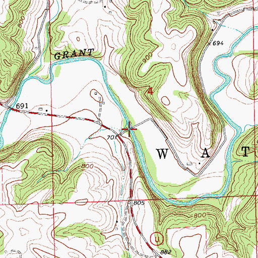 Topographic Map of Wilcox Bridge, WI