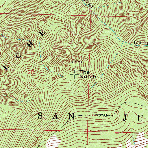 Topographic Map of The Notch, CO