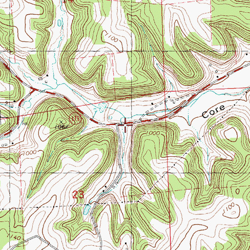 Topographic Map of Core Hollow School (historical), WI