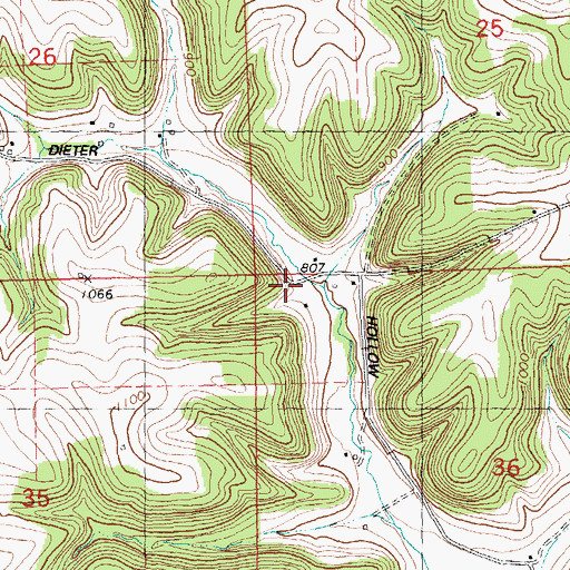 Topographic Map of Dieter School (historical), WI