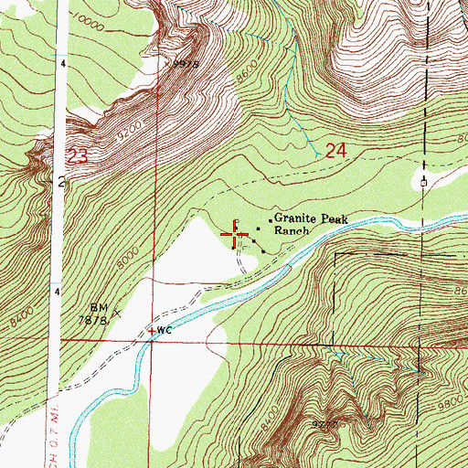 Topographic Map of Granite Peak Ranch, CO