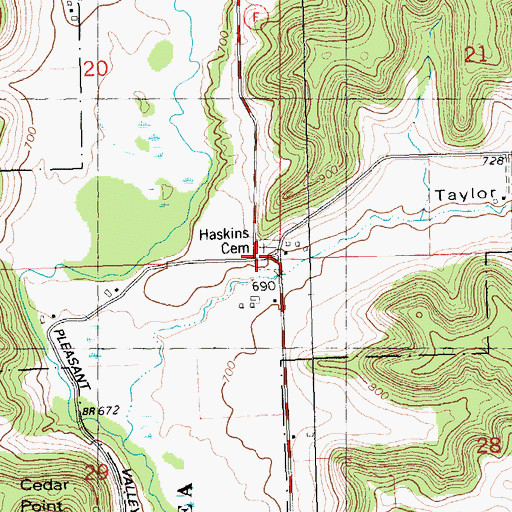 Topographic Map of Haskins Church (historical), WI