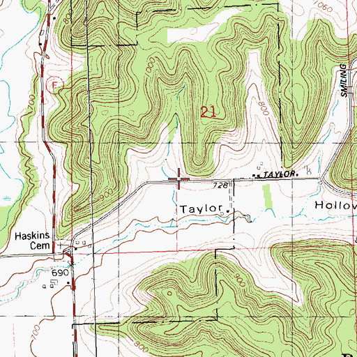 Topographic Map of Haskins School (historical), WI