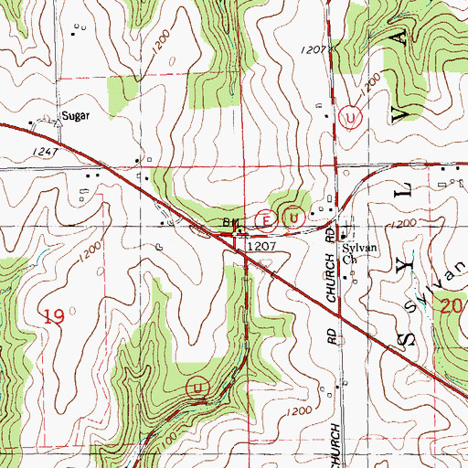 Topographic Map of Ogden School (historical), WI