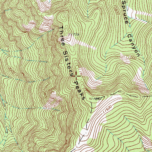 Topographic Map of Three Sisters Peaks, CO