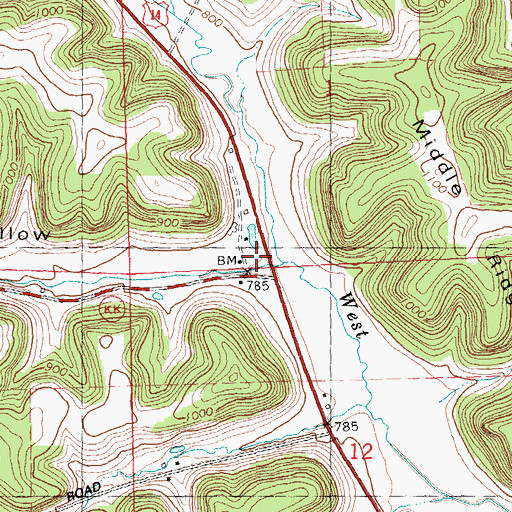 Topographic Map of West Branch School (historical), WI