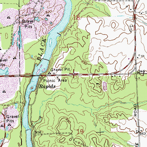 Topographic Map of Dells Dam School (historical), WI