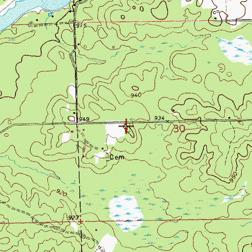 Topographic Map of Indian Cemetery, WI
