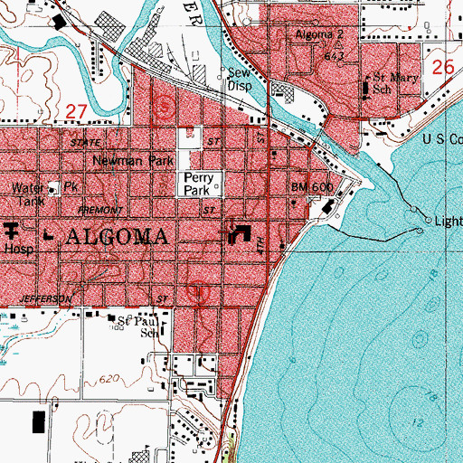 Topographic Map of Algoma Elementary School, WI
