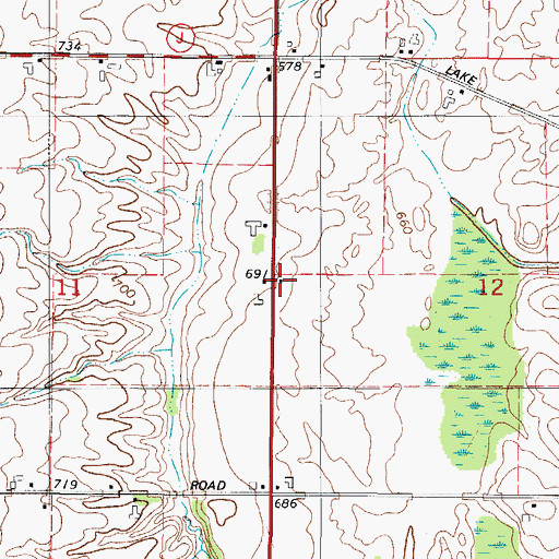 Topographic Map of Carlton School (historical), WI