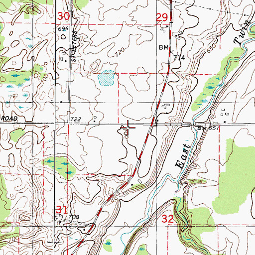 Topographic Map of East Twin River School (historical), WI