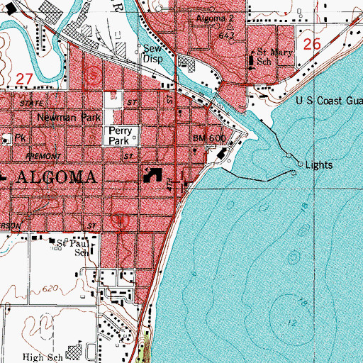 Topographic Map of Episcopal Church of Saint Agnes by the Lake, WI