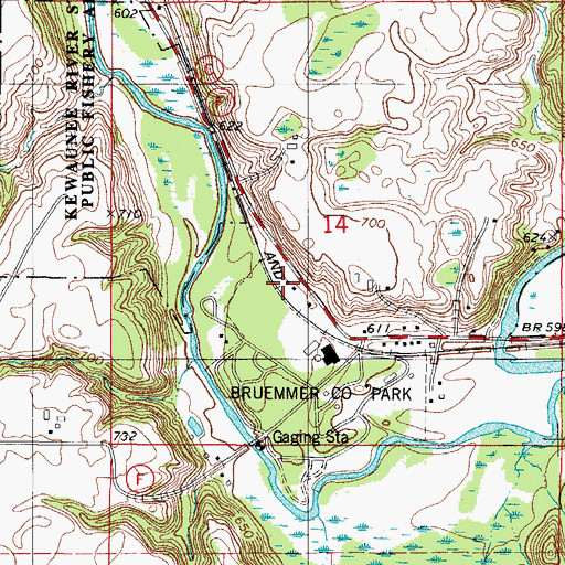 Topographic Map of Footbridge School (historical), WI