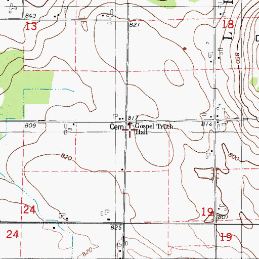 Topographic Map of Gospel Truth Hall Cemetery, WI