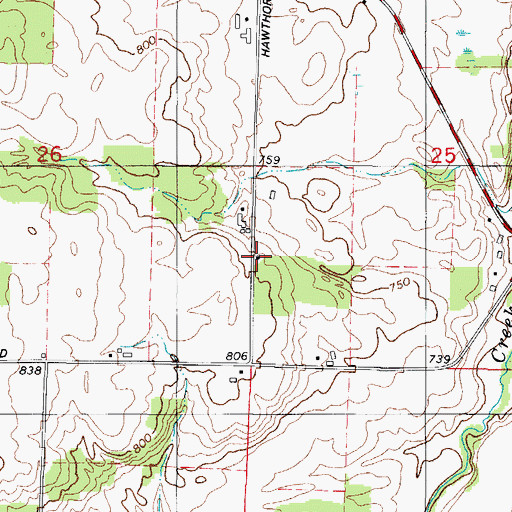 Topographic Map of Hawthorne School (historical), WI