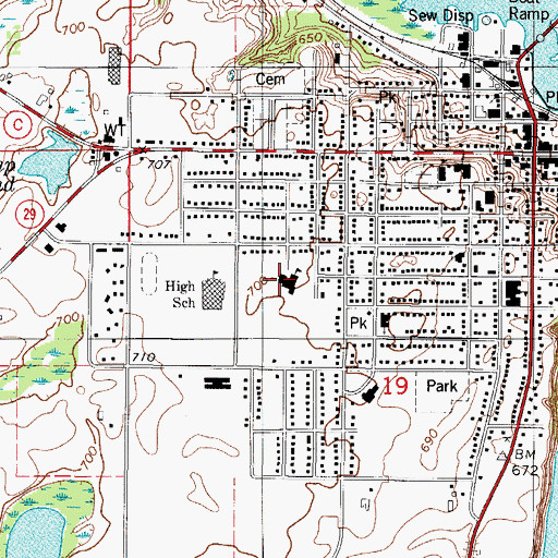Topographic Map of Lakeshore Alternative School, WI