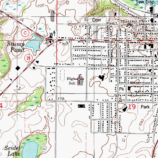 Topographic Map of Kewaunee High School, WI