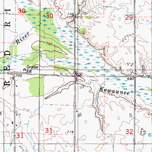 Topographic Map of Martinville School (historical), WI