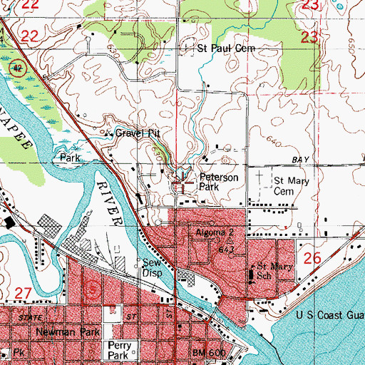 Topographic Map of Peterson Park, WI
