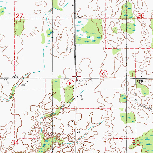 Topographic Map of Rosebud School (historical), WI