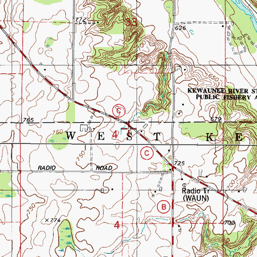 Topographic Map of Ryan School (historical), WI