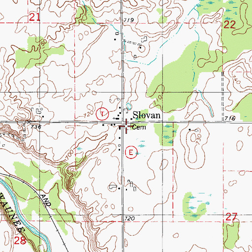 Topographic Map of Saint Adalberts Cemetery, WI
