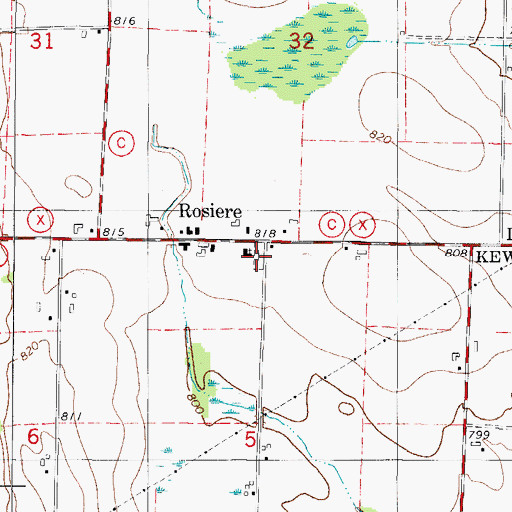 Topographic Map of Saint Huberts Catholic Cemetery, WI