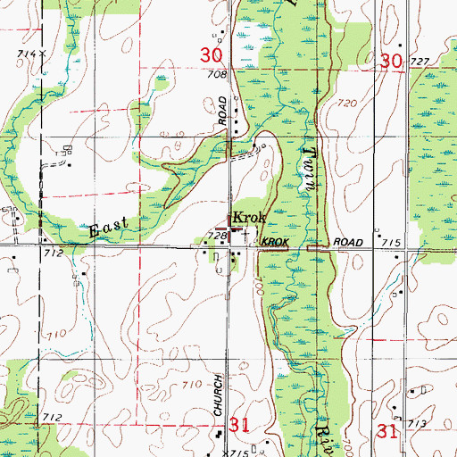 Topographic Map of Saint John Catholic Church, WI