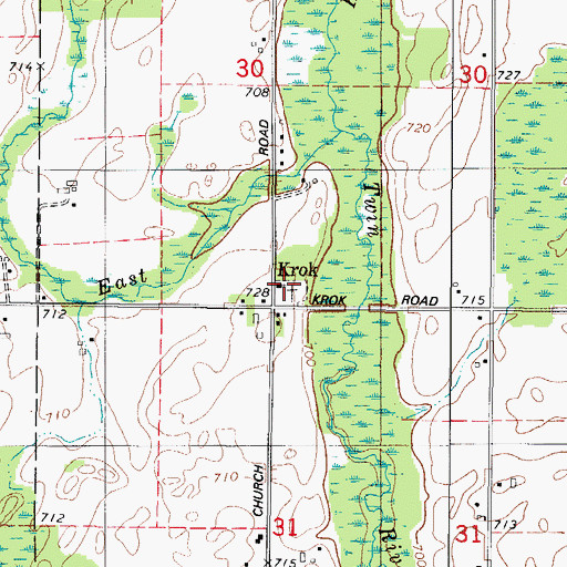 Topographic Map of Saint John Nepomuceue Catholic Cemetery, WI
