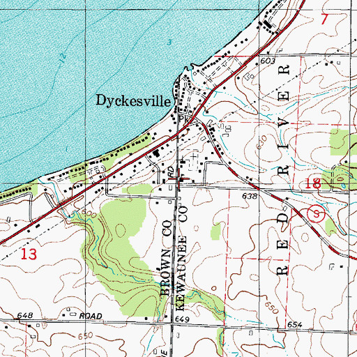 Topographic Map of Saint Louis Catholic School, WI