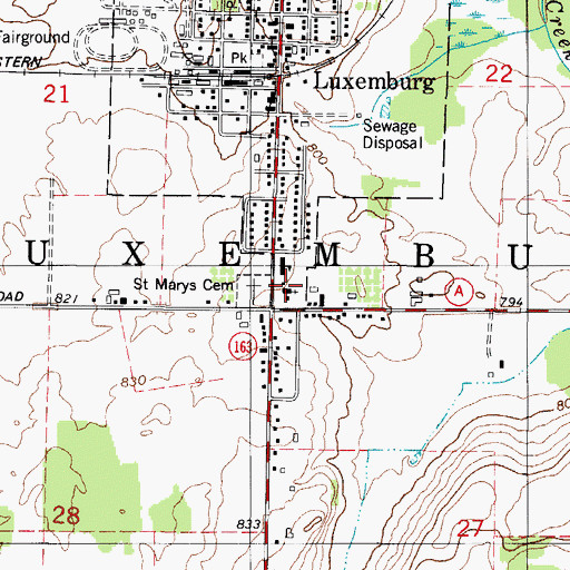 Topographic Map of Saint Mary Catholic Church, WI