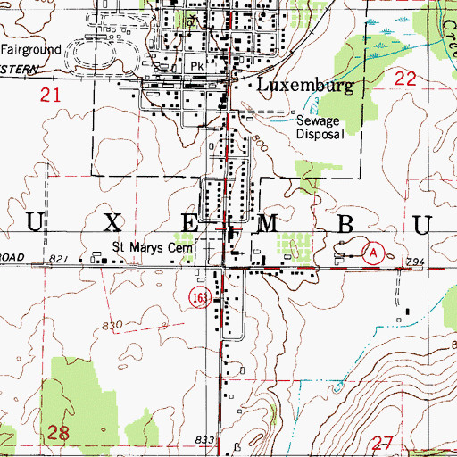 Topographic Map of Saint Mary School, WI