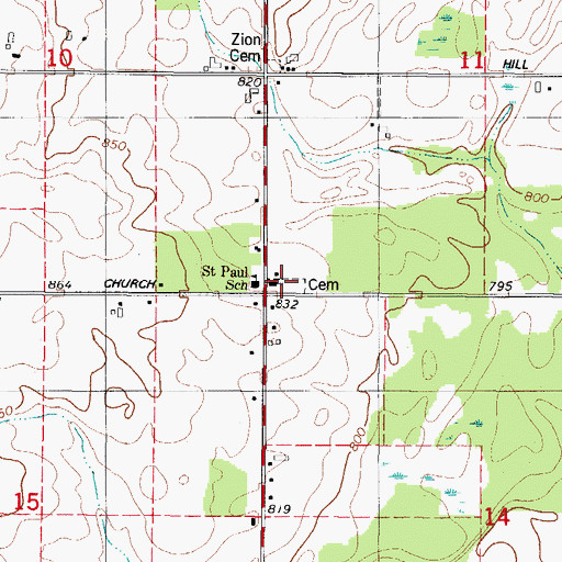 Topographic Map of Saint Paul Lutheran Cemetery, WI