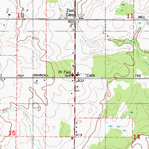 Topographic Map of Saint Pauls Lutheran Church, WI