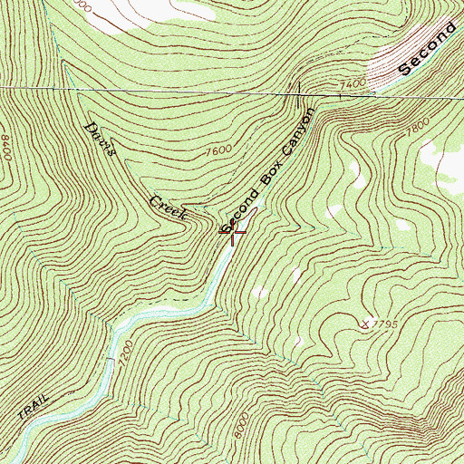 Topographic Map of Second Box Canyon, CO