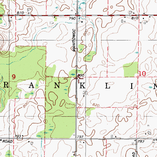 Topographic Map of Woodland School (historical), WI