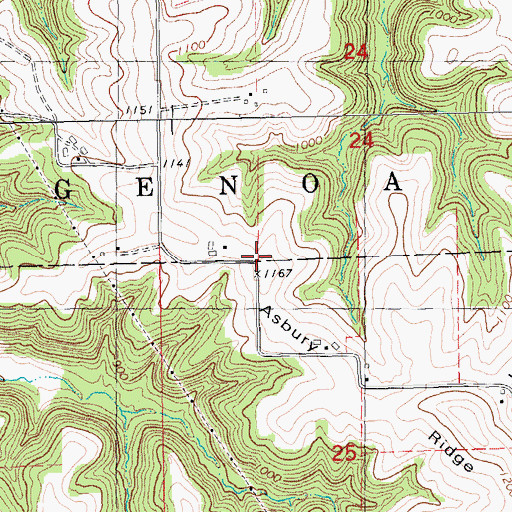 Topographic Map of Asbury School (historical), WI